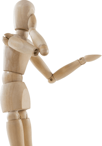 three-dimensional rendering depicts wooden figurine pretending to apply makeup, symbolizing creativity and personalization. useful for backgrounds, artistic concepts, beauty and cosmetic industry, or creative design materials.