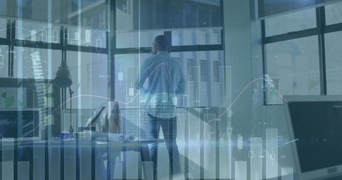 Businessman Contemplating Future with Financial Graphs Overlay - Download Free Stock Images Pikwizard.com