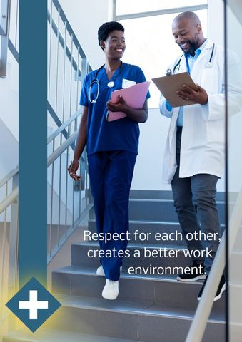 colleagues enjoying friendly dialogue in hospital hallway - Download Free Stock Templates Pikwizard.com