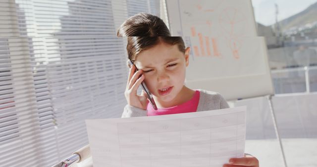 Young Girl Discusses Business Project Over Phone - Download Free Stock Images Pikwizard.com