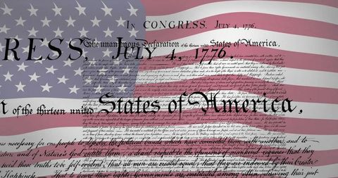 Blending History: US Flag and Declaration Digital Artwork