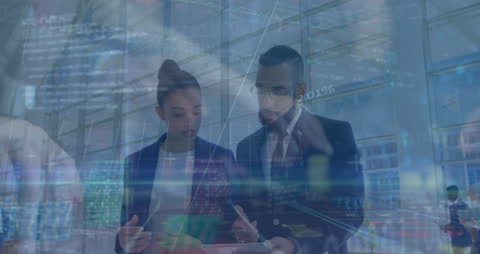 Digital Data Visualization Over Business Professionals Meeting