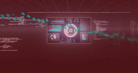 Futuristic Data Processing Interface with Red Digital Background - Download Free Stock Images Pikwizard.com