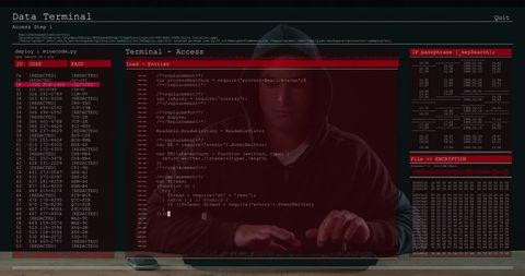 Hacker with Computer Screens Data Processing Cybercrime Concept - Download Free Stock Images Pikwizard.com