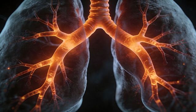 Glowing 3D Lungs with Illuminated Trachea and Bronchial Tree for Medical Visualization
