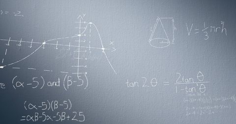 Advanced Mathematical Equations and Graph Drawings on Blue Board - Download Free Stock Images Pikwizard.com