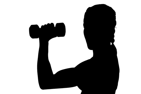 this transparent silhouette depicts a woman engaged in a workout by holding a dumbbell. it emphasizes physical fitness and strength training, offering suitability for use in fitness-themed designs, gym apps, exercise promotions, or motivational health content. its clean design allows easy incorporation in marketing materials and educational resources.