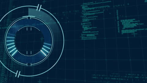 Futuristic Digital Interface with Data Graphs and HUD Elements