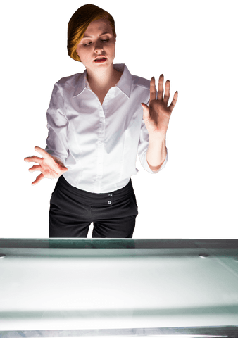 Businesswoman Engaged with Holographic Transparent Display Concept - Download Free Stock Videos Pikwizard.com