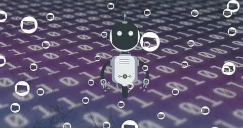 ai chatbot with binary code and network symbols - Download Free Stock Images Pikwizard.com