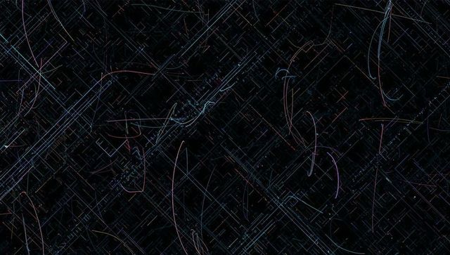 Abstract digital neon pattern with intersecting colored lines