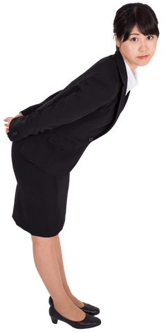 Transparent image of asian businesswoman bending in smart attire