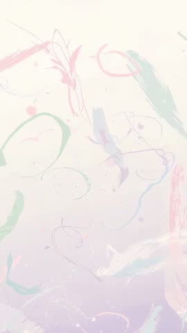 Vertical pastel motion graphics: soft strokes drifting and forming loops on light canvas