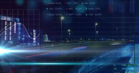 Financial Data Overlay on Night City Background - Download Free Stock Images Pikwizard.com