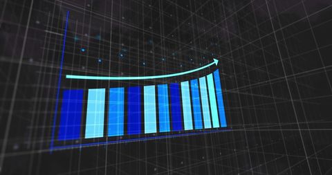 Digital Graph Display with Increasing Trend on Abstract Grid - Download Free Stock Images Pikwizard.com