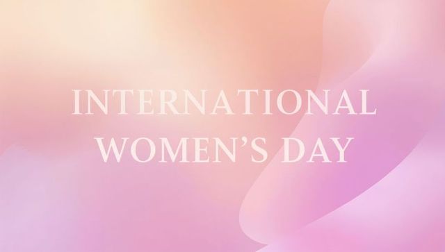 Soft pastel international women's day banner with elegant serif typography