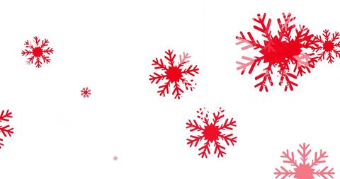 Red Snowflakes Falling on White Background for Festive Design