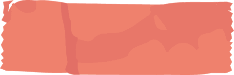 Coral peach torn tape strip on transparent background
