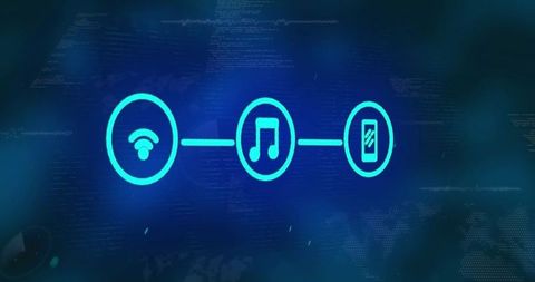 Connected Technology Icons Over Digital Data Background - Download Free Stock Images Pikwizard.com