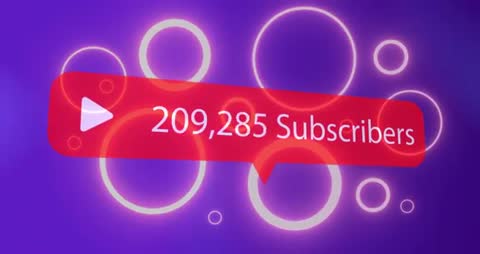 Digital Subscriber Count with Glowing Play Button on Purple Background