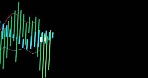 Abstract Financial Data Bar Charts with Black Background