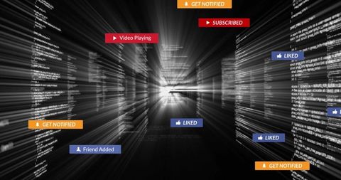 Digital Data Stream with Notifications and Code in Motion