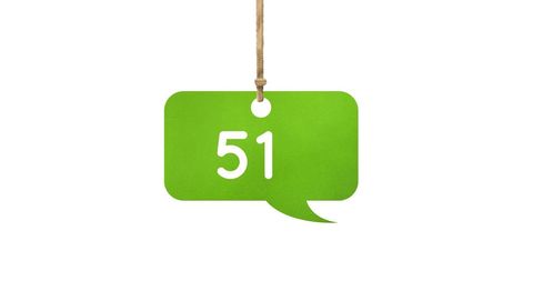 Green Bubble with Number 51 Hanging on White Background