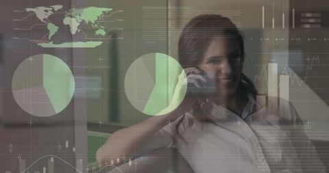 Businesswoman Discussing Global Data on Smartphone - Download Free Stock Images Pikwizard.com