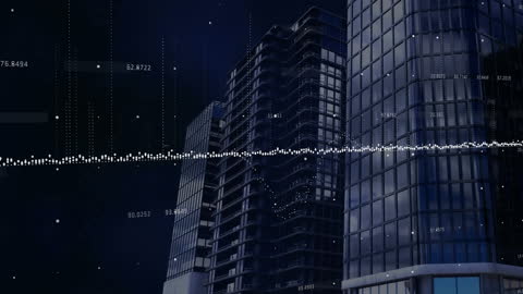 Futuristic Data Visualization on Urban Skyline