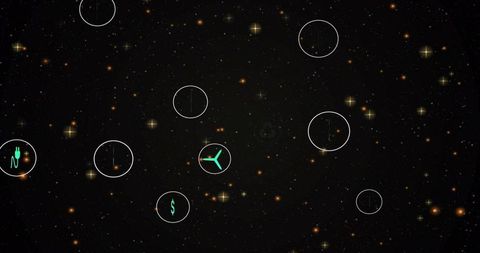 Neon turbine spinning over starfield futuristic energy dashboard ui
