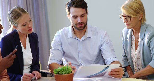 Professional Team Reviewing Business Report During Meeting - Download Free Stock Images Pikwizard.com