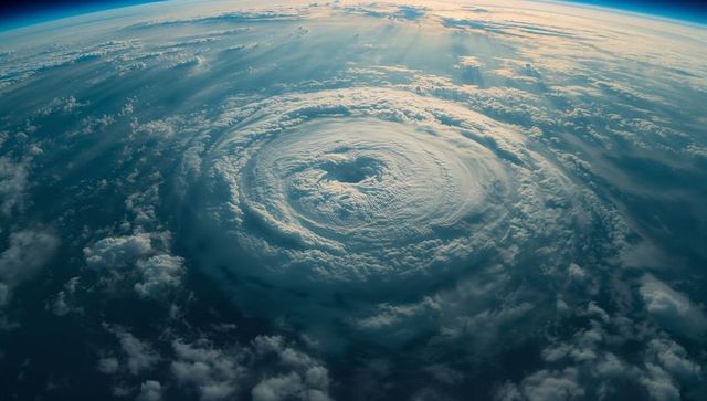 Majestic eye of hurricane observed from space