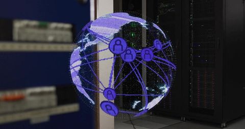 Holographic Globe Displaying Global Network in Data Center