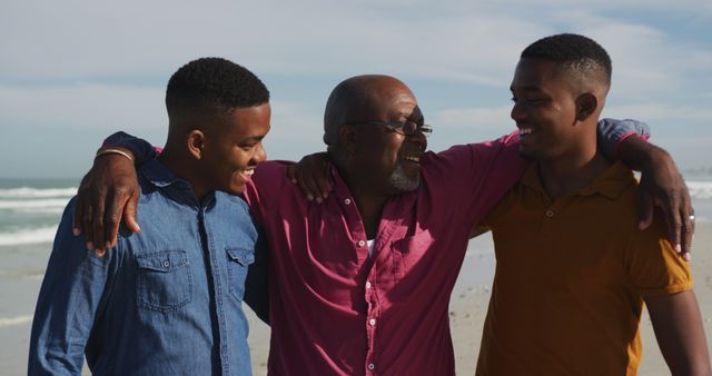 Father and Sons Enjoying Day at Beach - Download Free Stock Images Pikwizard.com