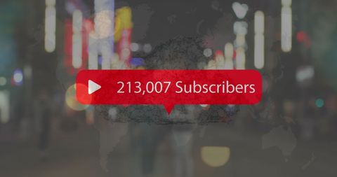 Social Media Subscribers Milestone 213,007 with Blurred Night City - Download Free Stock Images Pikwizard.com