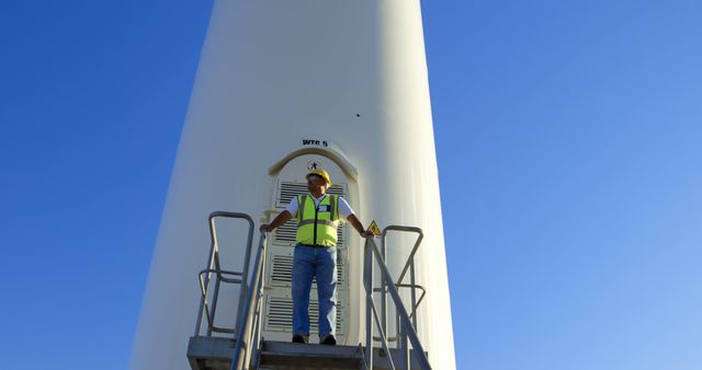 Engineer Inspecting Wind Turbine for Renewable Energy Maintenance - Download Free Stock Images Pikwizard.com