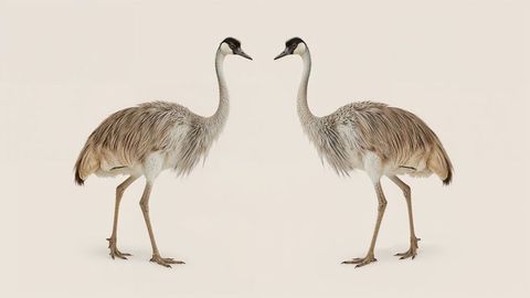 Minimalistic emu pair showcasing graceful stance
