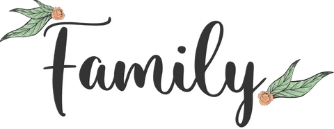 Elegant Family Calligraphy With Floral Decor on Transparent Background