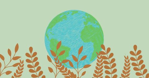 Global Sustainability Concept with Earth and Plants Illustration