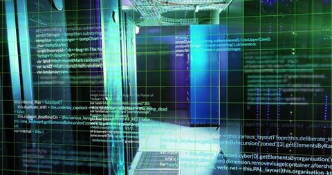 Futuristic Holographic Code Over Server Racks in Data Center