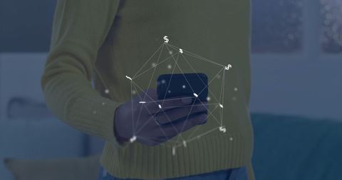 Digital finance concept with smartphone and global connections