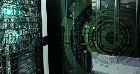 Advanced Digital Interface Displays in Server Room Environment - Download Free Stock Images Pikwizard.com