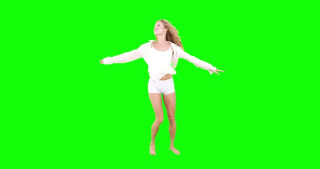 Young Woman Spinning Playfully on Green Screen Background - Download Free Stock Images Pikwizard.com