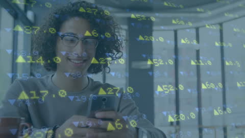 Young Man Engaging with Financial Data on Smartphone Device