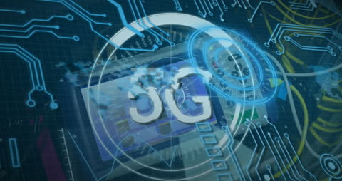 Futuristic 5G Digital Interface with Circuit Connections