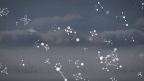 Digital Particle Animation Over Cityscape Concept