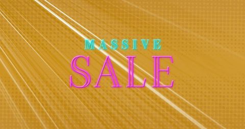 Colorful neon text banner advertising massive sale