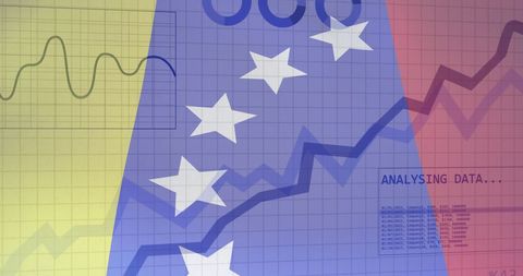 Venezuelan Flag Overlays Financial Data Charts and Graphs - Download Free Stock Images Pikwizard.com