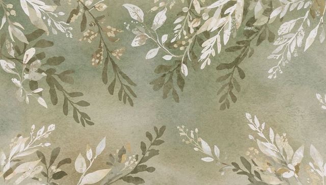 Muted Botanical Watercolor Frame with Rustic Greenery and Seeded Sprigs