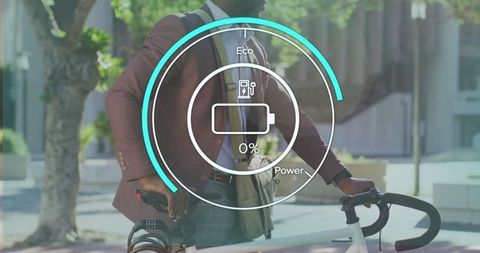 Urban Professional with Bicycle Checking Battery App